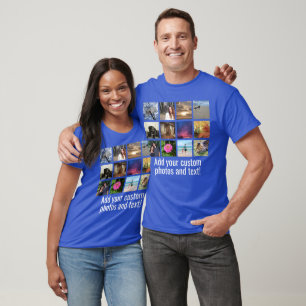 Anpassningsbar 12 Fotomosaic Färg Bild Collage T Shirt