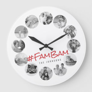Anpassningsbar 12 Foton Modern familj- och Pet-min Stor Klocka