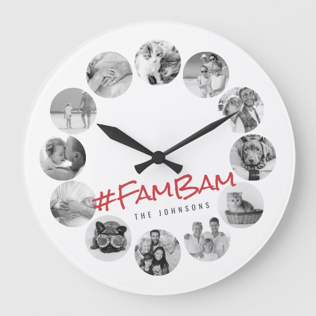 Anpassningsbar 12 Foton Modern familj- och Pet-min Stor Klocka (Framsida)