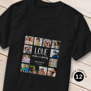 Anpassningsbar 12 Kärlek Collage Family Quote Text T Shirt