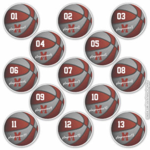 anpassningsbar 13 grått basketboll 13 spelare namn klistermärken