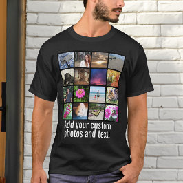 Anpassningsbar 16 Fotomontage Mosaic Bild Collage T Shirt