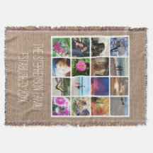 Anpassningsbar 16 Photo Collage Burlap-look Mosaic