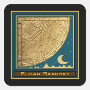 Anpassningsbar 1775 Astrolabe Quadrant Bookplate Fyrkantigt Klistermärke