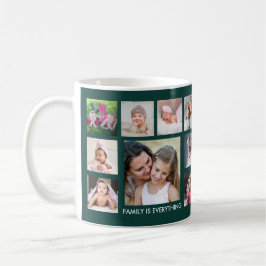 Anpassningsbar 18 Family Photo Collage Emerald Grö Kaffemugg
