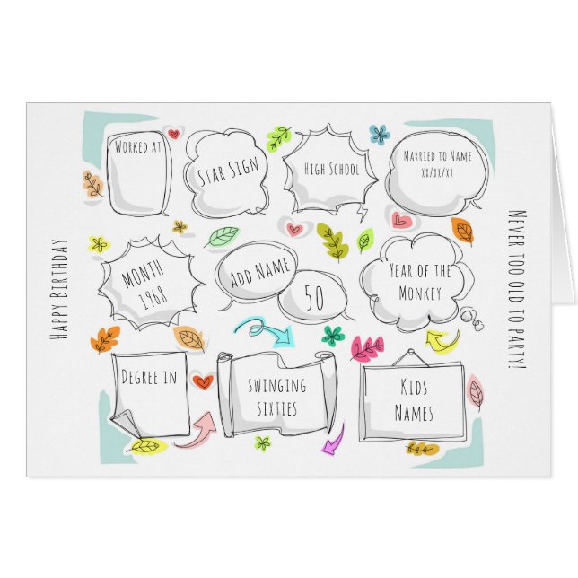 Anpassningsbar 1968 års födelse - DETTA ÄR DITT LI Hälsningskort (Framsidan Horizontal)