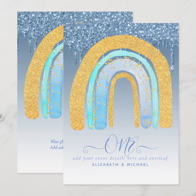 ANPASSNINGSBAR 1:a BIRTHDAY BLUE Silver Glitter re (Fram/baksida)