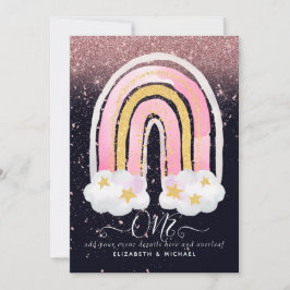 ANPASSNINGSBAR 1:a BIRTHDAY Girly Rosa Guld Glitte