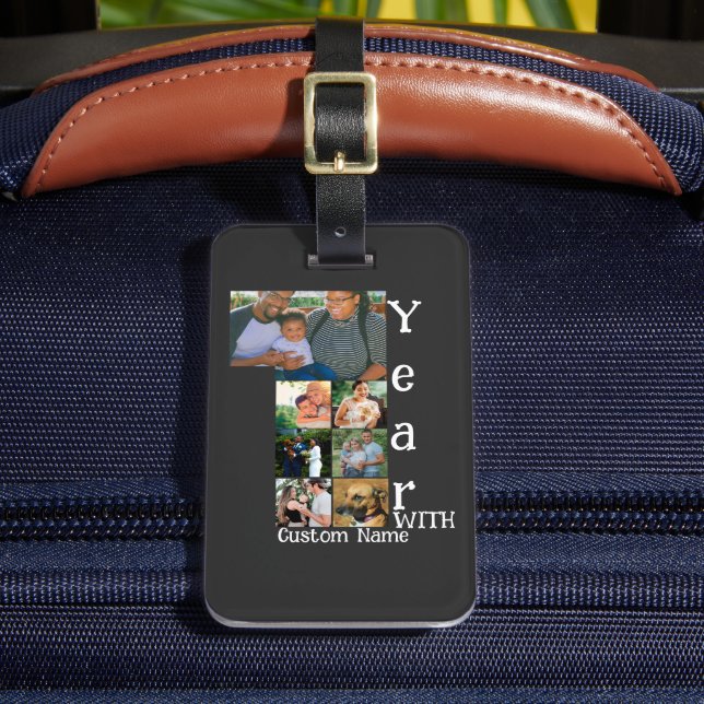 Anpassningsbar 1:a bröllop-årsdagen 7 fotokollage bagagebricka (Framsida Insitu 2)