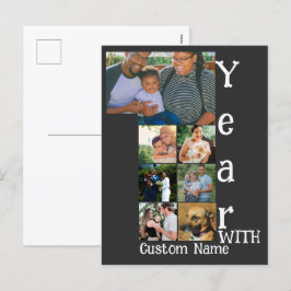 Anpassningsbar 1:a bröllop-årsdagen 7 fotokollage helg vykort