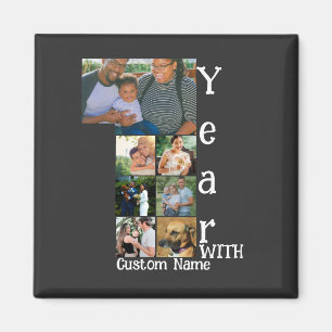 Anpassningsbar 1:a bröllop-årsdagen 7 fotokollage magnet