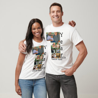 Anpassningsbar 1:a bröllop-årsdagen 7 fotokollage t shirt