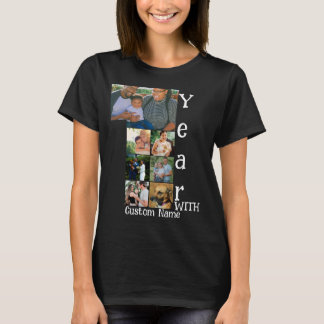 Anpassningsbar 1:a bröllop-årsdagen 7 fotokollage t shirt