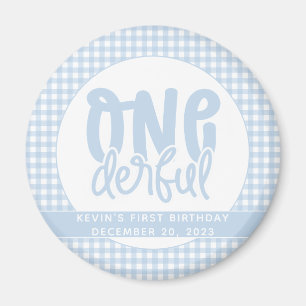 Anpassningsbar 1:a födelsedag Cute Pastel Blue Oan Magnet