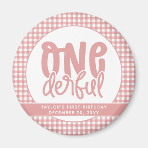 Anpassningsbar 1:a födelsedag Cute Pastel Rosa One Magnet