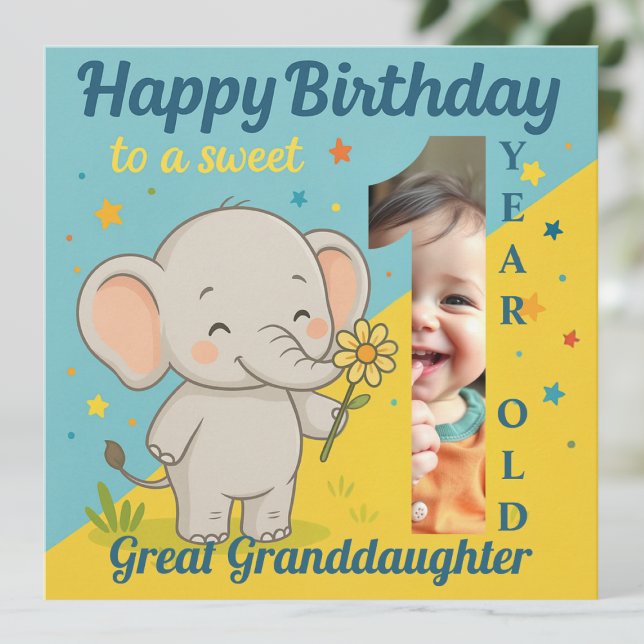 Anpassningsbar 1:a födelsedag Elephant Sweet your  Kort (Skapare uppladdad)