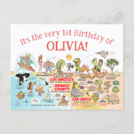 Anpassningsbar 1:a födelsedagskallelse inbjudan vykort