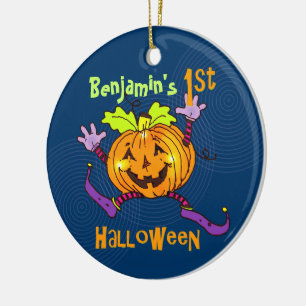 Anpassningsbar 1:a Halloween Lycklig Pumpkin Julgransprydnad Keramik