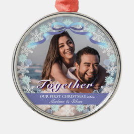 Anpassningsbar 1:a Julafton Light Lila Blue Tone Julgransprydnad Metall