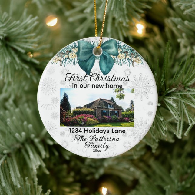 Anpassningsbar 1:a Julafton - Nya foto på hemmet A Julgransprydnad Keramik (Träd)