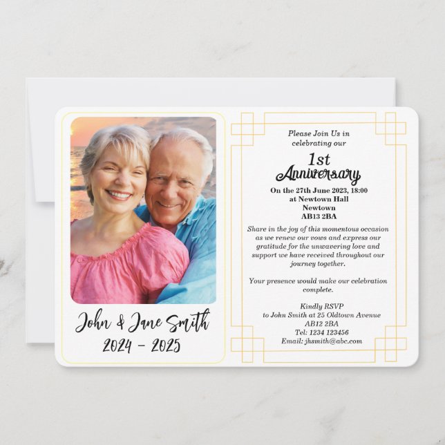 Anpassningsbar 1:a Pappra Bröllop-årsdagen av inbj Julkort (Framsida)