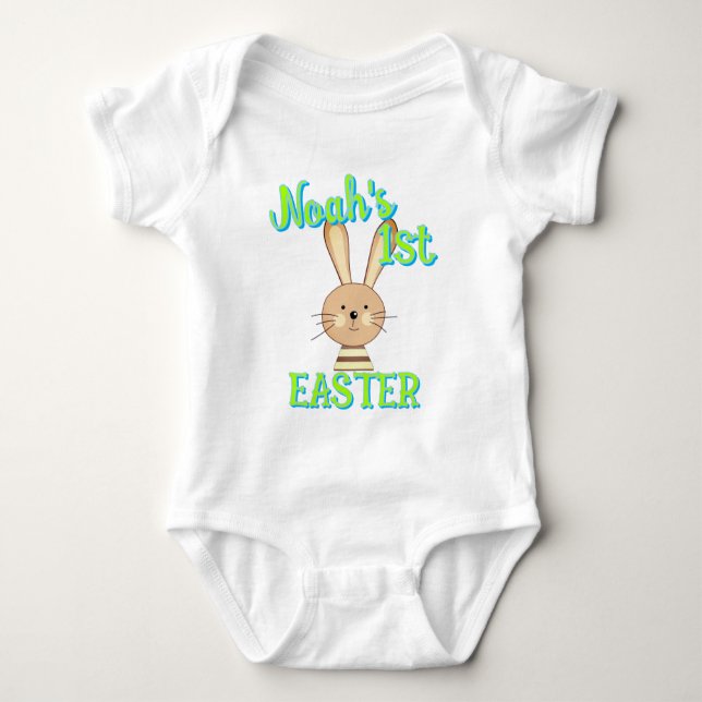 Anpassningsbar 1:a PÅSK Lycklig Bunny Småbarn Baby T Shirt (Framsida)