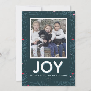 Anpassningsbar 1-Foto Modern Joy Spruce-Helgdag Julkort