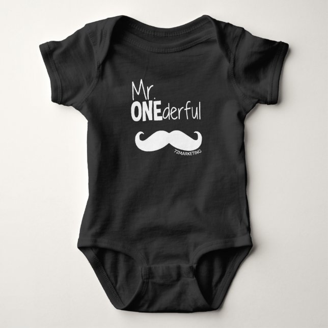 Anpassningsbar 1: Onederful Bowtie Birthday Baby Tee Shirt (Framsida)