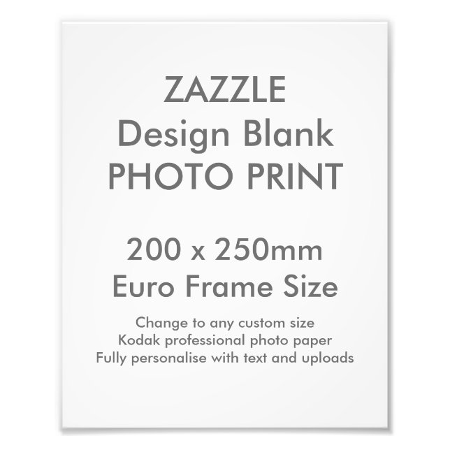 Anpassningsbar 200 x 250 mm fotoutskrift Storlek f Fototryck (Framsidan)