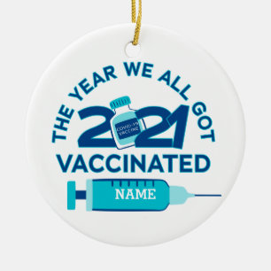 Anpassningsbar 2021 Det år vi alla vaccinerade Ha Julgransprydnad Keramik