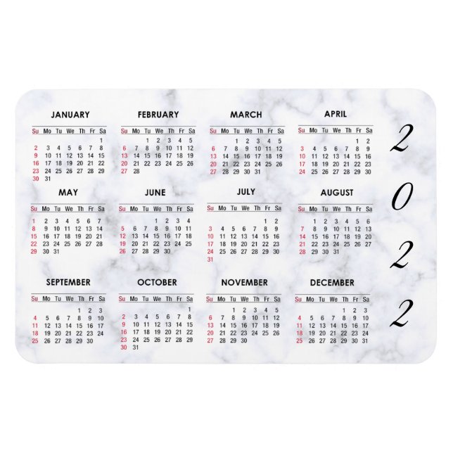 Anpassningsbar 2022 Marble Calendar Magnet (Horisontell)