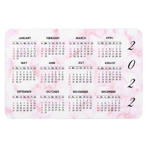 Anpassningsbar 2022 Rosa Marble Calendar Magnet