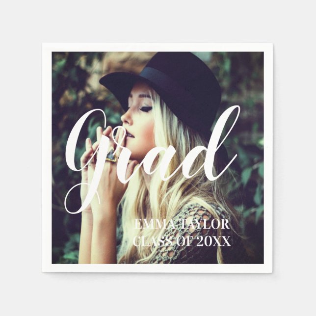 Anpassningsbar 2023 Photo Studenten Typography Pappersservett (Framsidan)