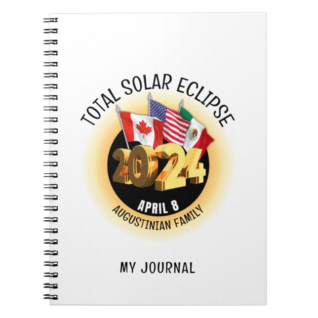 Anpassningsbar 2024 SOLAR ECLIPSE Flaggor Diary Anteckningsbok (Framsidan)