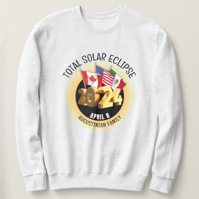 Anpassningsbar 2024 SOLAR ECLIPSE Flaggor-familjen Lång Ärmad Tröja (Design framsida)