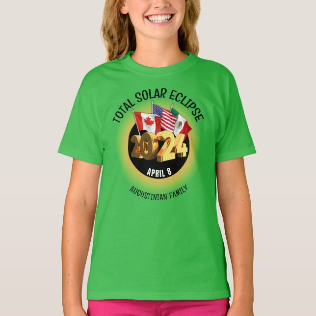 Anpassningsbar 2024 SOLAR ECLIPSE Flaggor Kids T Shirt (Framsida)
