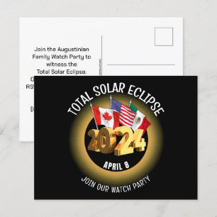 Anpassningsbar 2024 TOTAL SOLAR ECLIPSE Flaggor Inbjudan Vykort
