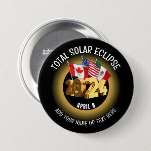Anpassningsbar 2024 TOTAL SOLAR ECLIPSE Flaggor Knapp