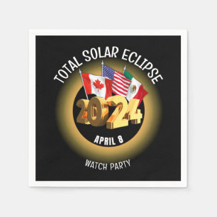 Anpassningsbar 2024 TOTAL SOLAR ECLIPSE Flaggor Pappersservett