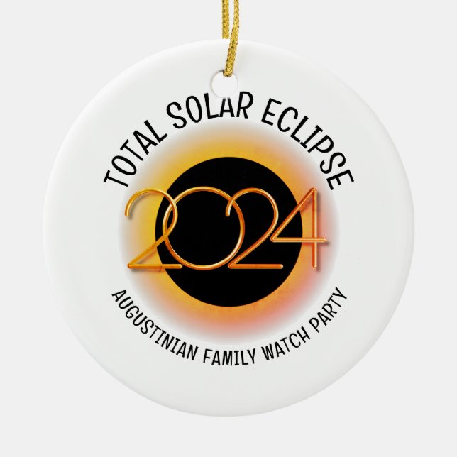 Anpassningsbar 2024 TOTAL SOLFÖRMÖRKELSE Julgransprydnad Keramik (Framsidan)