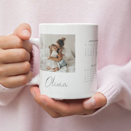 Anpassningsbar 2025 Calendar Mugg med Photo & Namn Jumbo Mugg