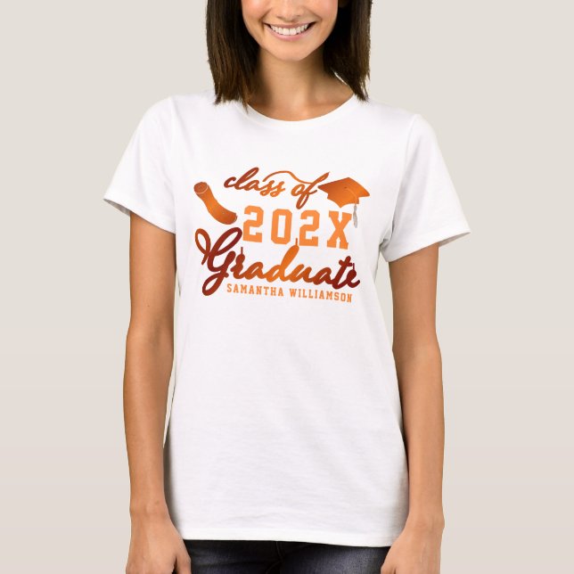 Anpassningsbar 2025 Studenten vid Orangen Student T Shirt (Framsida)