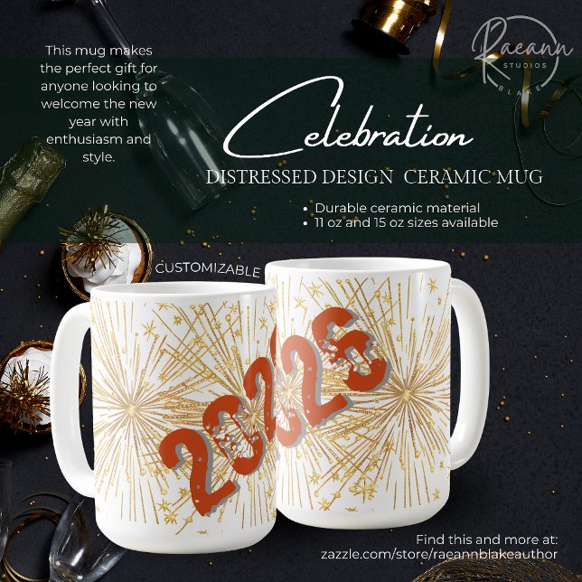 Anpassningsbar 2026 Distressed Design Keramisk Mug Kaffemugg (Skapare uppladdad)