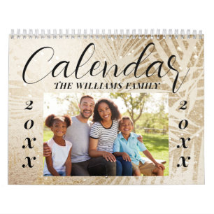 Anpassningsbar 2026-Elegant Guld-familjfoto Kalender
