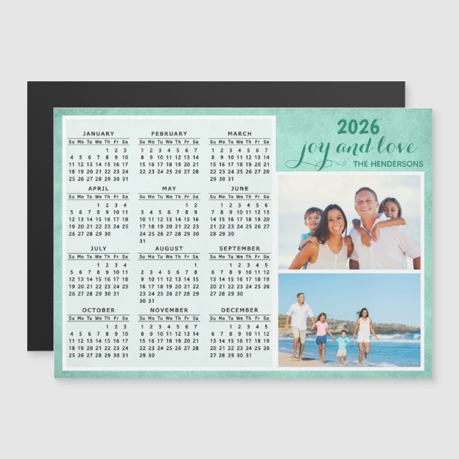 Anpassningsbar 2026 Magnet Calendar Family Photo G (Fram/baksida)