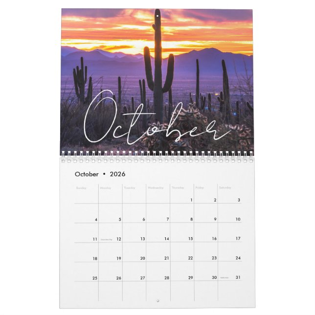 Anpassningsbar 2026 Sunset Calendar California & A Kalender (Oct 2026)