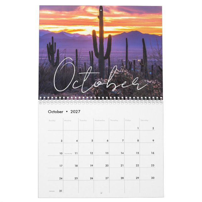 Anpassningsbar 2026 Sunset Calendar California & A Kalender (Oct 2027)
