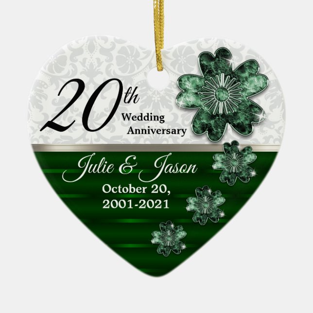 Anpassningsbar - 20:e årsdagen av Emerald Jewel Da Julgransprydnad Keramik (Framsidan)