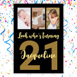 Anpassningsbar 21:a födelsedag Guld Modern fotosam Inbjudningar<br><div class="desc">Ljug på en ansikte med den här personligen, 21:a födelsedag, modern fotosamlingsinbjudan. Du kan lägga till söt barndom eller vad du vill. - Klick bara för att anpassa denna design - För ett miljövänligt alternativ - välj digital 🔥 Mina löften - Denna design är unik och designad med tanke på...</div>