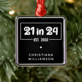 Anpassningsbar 21:a födelsedagen 21:e födelsedagen julgransprydnad metall